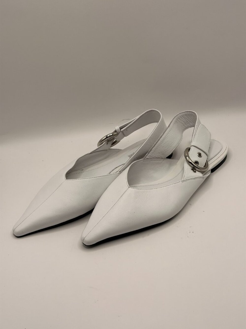 Jeffrey Campbell Women Scone White Slingback Pointed Toe Flat Sz 6.5